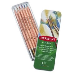 Карандаши цветные 6цв. Derwent Academy Metallic, 98200
