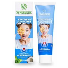 Зубная паста Synergetic Красивые здоровые люди Интенсивное отбеливание Кокос + Мята, 100 г