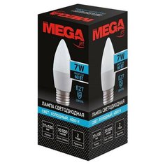Лампа светодиодная Mega 7W E27 4000K нейт.свет свеча 3 штуки