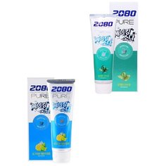 Aekyung Зубная паста с содой со вкусом лимона 2080 Pure Baking Soda Lemon Lime и со вкусом мяты 2080 Pure Baking Soda Mint Blast, 120гр+120гр