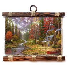 Панно Универсальный Свиток Рыбак в лесу 32х33 см