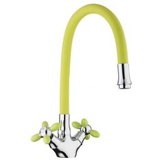 Смеситель для кухни (мойки) Frud R44127 (color) двухрычажный хром/зеленый