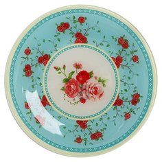 Доляна Тарелка обеденная Винтаж 23см голубой/белый/красный