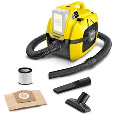Профессиональный пылесос KARCHER WD 1 Compact Battery, 230 Вт, желтый/черный
