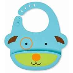 SKIP HOP Силиконовый нагрудник, собака/голубой/коричневый/оранжевый