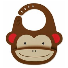 SKIP HOP Силиконовый нагрудник, обезьяна/коричневый/бежевый