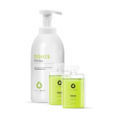 DUTYBOX Набор для мытья посуды: бутылка для разведения с пенным дозатором, 2 капсулы средства Dishes