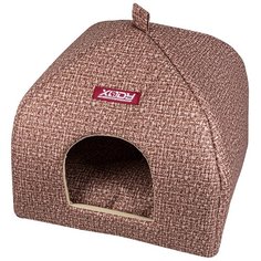 Домик для собак и кошек XODY Виг-Вам 1 флок Рогожка 33х33х42 см бежевый