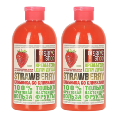 Крем-гель для душа Organic Shop Фрукты Клубника со сливками Strawberry, 500 мл