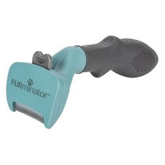 Щетка-триммер FURminator S для маленьких кошек c длинной шерстью, зеленый/серый