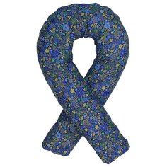 Подушка Body Pillow для беременных U холлофайбер, с наволочкой из хлопка синий в желтых цветах