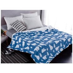 Плед Cleo Fluffy 180x200 см, белый/синий