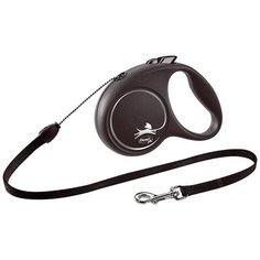 Поводок-рулетка для собак Flexi Black Design M тросовый серый 5 м