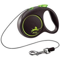 Поводок-рулетка для собак Flexi Black Design XS тросовый зелeный 3 м