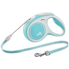 Поводок-рулетка для собак Flexi New Comfort S тросовый голубой/серый 5 м