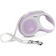 Поводок-рулетка для собак Flexi New Comfort S ленточный белый/розовый 5 м