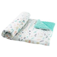 Плед Amarobaby Растем вместе 85х95 см абстракция, белый/мята