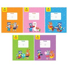 Мульти-Пульти Упаковка тетрадей Приключения Енота ТДпл_35310, 20 ш./5 дизайнов, косая линейка, 12 л., оранжевый/розовый/голубой/зеленый