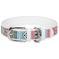 Ошейник WAU DOG Printed Leather 30-39 см этно/белый
