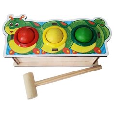 Стучалка Woodland Гусеница 3 отверстия 115201 бежевый/зеленый