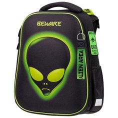 Berlingo ранец Expert Alien, черный/салатовый