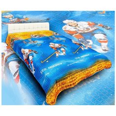 Покрывало АльВиТек Звезды Хоккея 150 х 215 см, синий/оранжевый