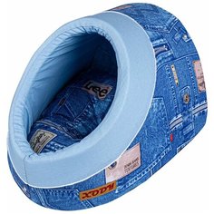 Домик для собак и кошек XODY Лукошко 1 хлопок Джинс 43х32х34 см синий