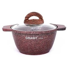 Кастрюля с антипригарным покрытием со стеклянной крышкой Kukmara (Granit Ultra red) кга12а, 1 л