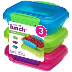 Sistema Набор контейнеров для продуктов Lunch 41524, синий/зеленый/розовый