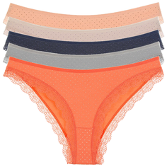 Donella Набор трусов слипы низкой посадки в мелкую точку, 5 шт., размер M, микс