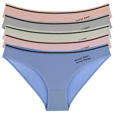 Donella Набор трусов слипы с контрастной полосой на резинке, 5 шт., размер L, микс