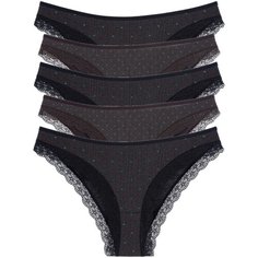 Donella Набор трусов слипы низкой посадки с кружевом, 5 шт., размер XL, черный