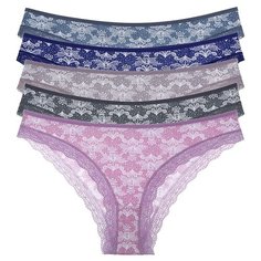 Donella Набор трусов слипы низкой посадки с кружевом, 5 шт., размер S, микс