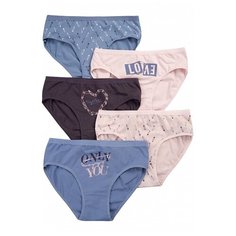 Donella Набор трусов слипы с принтом, 5 шт., размер S, синий/розовый