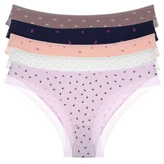Donella Набор трусов слипы низкой посадки с кружевом, 5 шт., размер S, микс