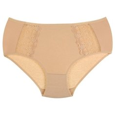 Donella Набор трусов слипы с кружевными вставками, 5 шт., размер 4XL, бежевый