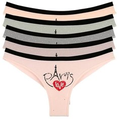 Donella Набор трусов бразильяна низкой посадки с принтом, 5 шт., размер S, микс