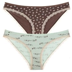 Donella Набор трусов слипы низкой посадки с кружевной отделкой, 5 шт., размер XL, микс