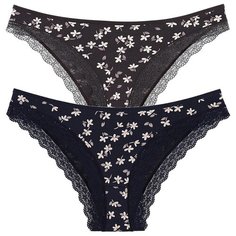 Donella Набор трусов слипы низкой посадки с цветочным принтом, 5 шт., размер S, микс