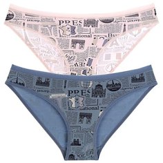 Donella Набор трусов слипы с газетным принтом, 5 шт., размер M, микс