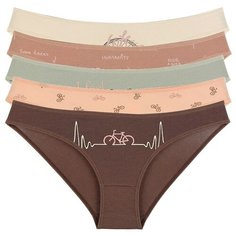 Donella Набор трусов слипы с принтом, 5 шт., размер S, микс