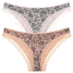 Donella Набор трусов бразилиана средней посадки с кружевом, 5 шт., размер M, микс