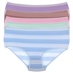 Donella Набор трусов слипы высокой посадки в полоску, 5 шт., размер XXL, микс