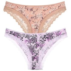 Donella Набор трусов бразилиана средней посадки с кружевом, 5 шт., размер M, микс