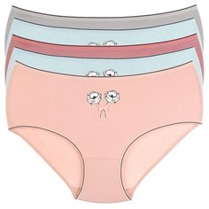 Donella Набор трусов слипы высокой посадки с принтом, 5 шт., размер XL, микс