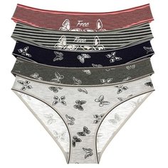 Donella Набор трусов слипы с принтом "Бабочки", 5 шт., размер S, микс