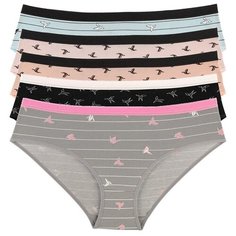 Donella Набор трусов слипы средней посадки с принтом, 5 шт., размер L, микс