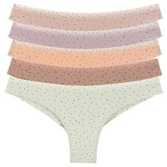 Donella Набор трусов бразилиана низкой посадки c принтом, 5 шт., размер S, микс