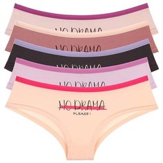 Donella Набор трусов полушорты средней посадки с принтом, 5 шт., размер S, микс