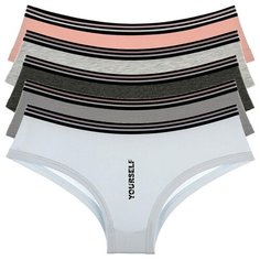 Donella Набор трусов полушорты средней посадки, 5 шт., размер L, микс